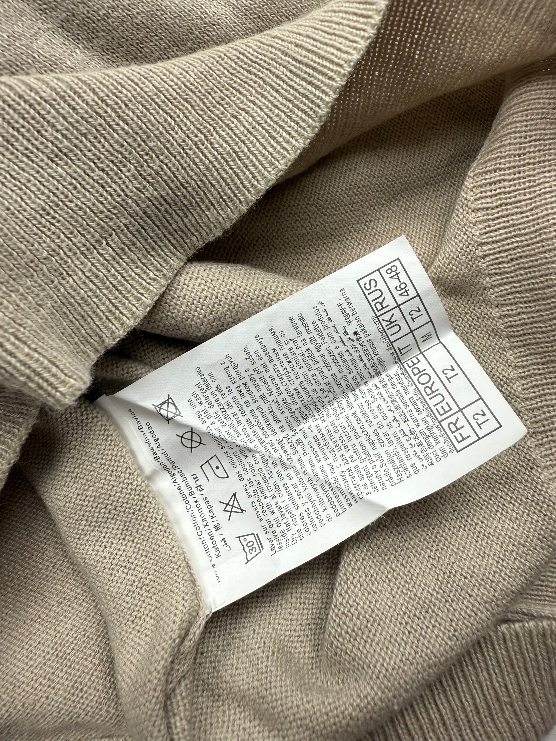 Beige tight fit cotton jumper (M)