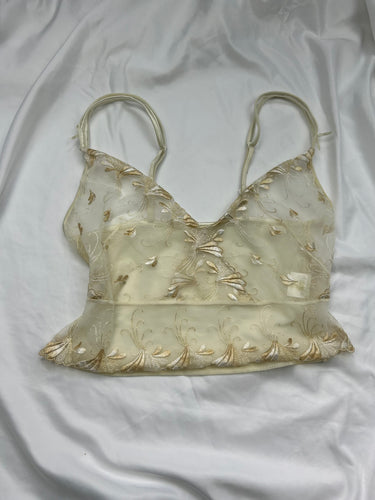 Cream lace embroidered cami top (S/M)