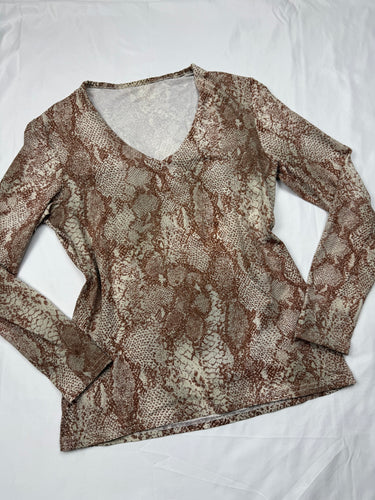 Brown snake print  long sleeves shirt (S/M)