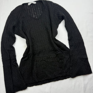 Black crochet tight fit flared sleeves jumper (S)