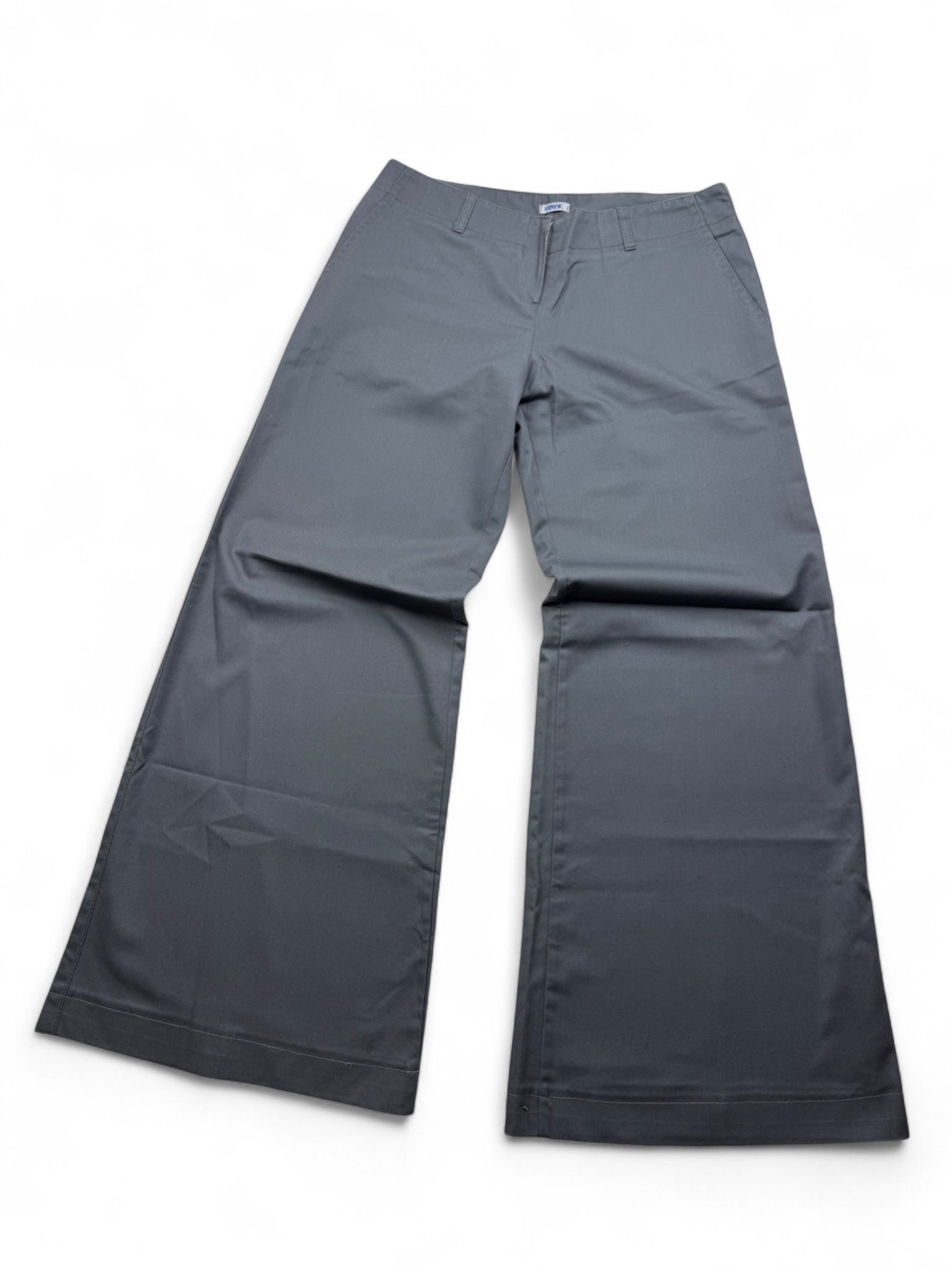 Grey cotton low rise office extra flare pants (M)