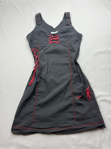 Grey & red lace up utility mini dress (S/M)