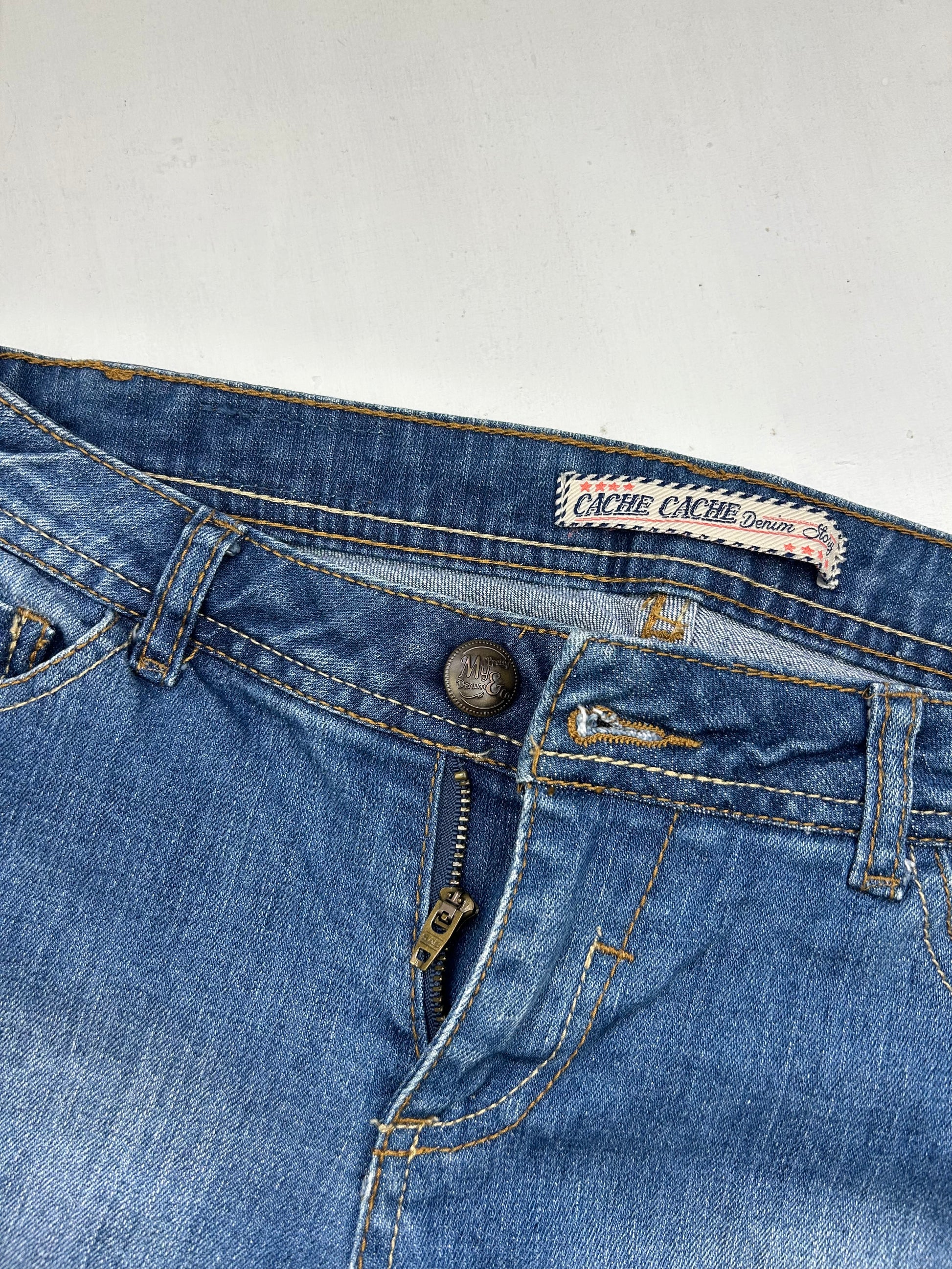 Blue denim low rise mid short (S)