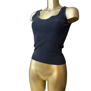 Black ribbed cotton top (M)
