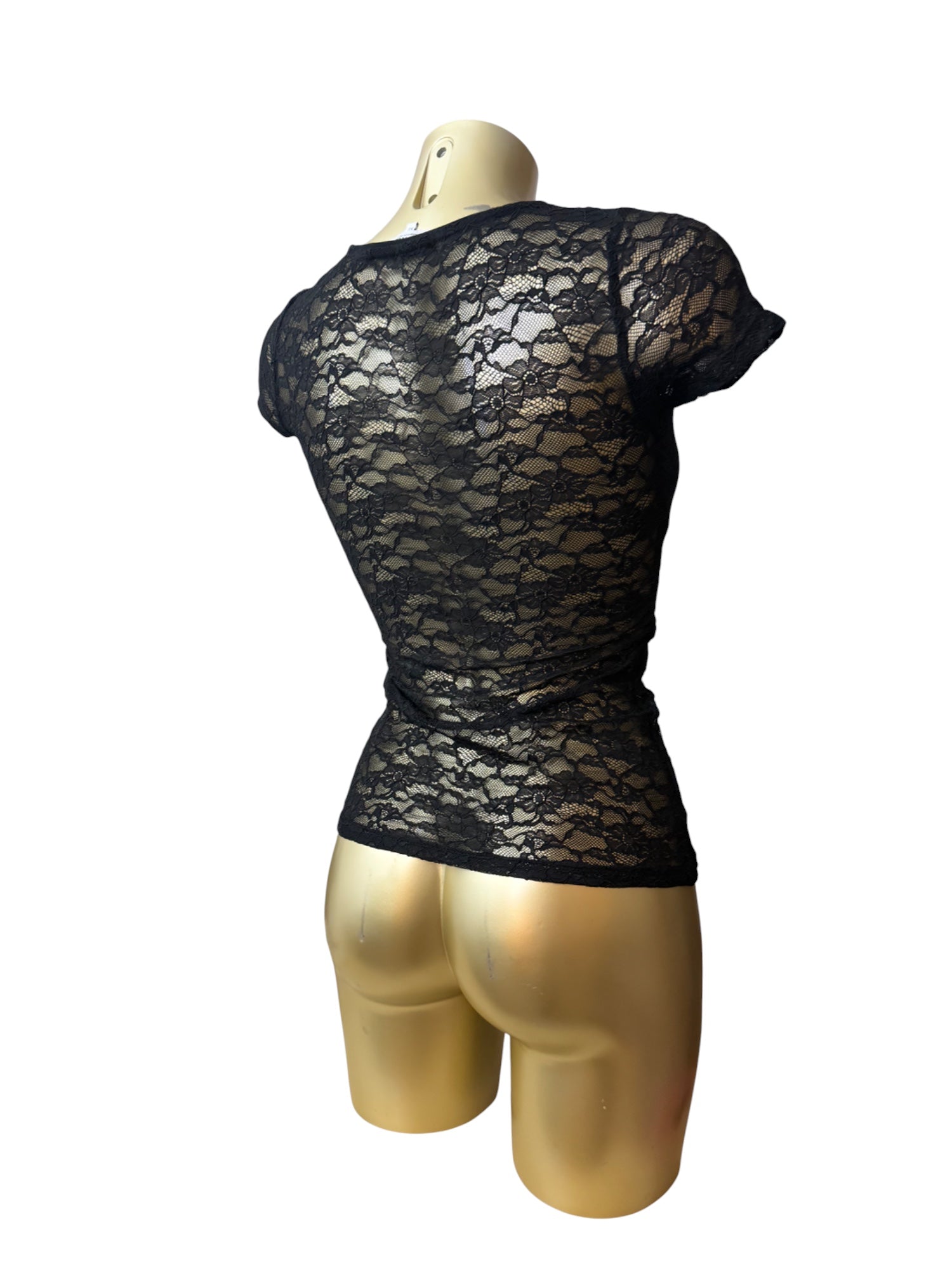 Black mesh lined tight fit tee (XS)