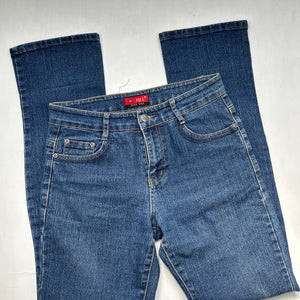 Blue denim mid waist straight legs pants (S)