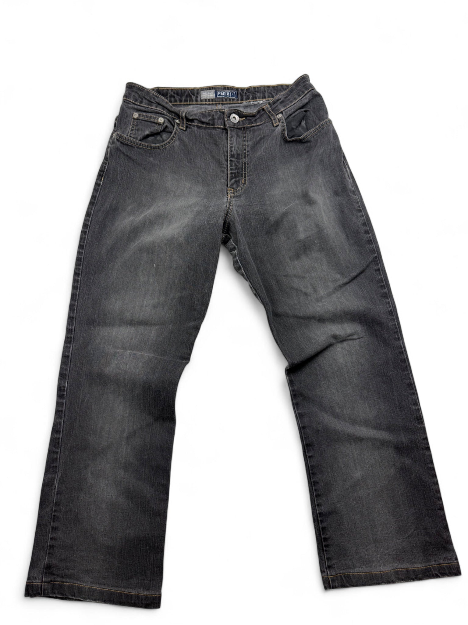 Grey denim mid rise baggy denim pants (S/M)