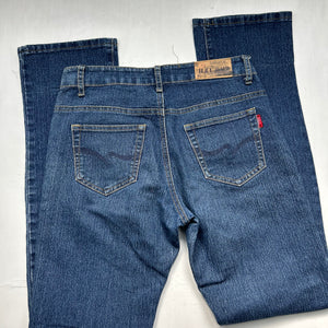Blue denim mid waist straight legs pants (S)