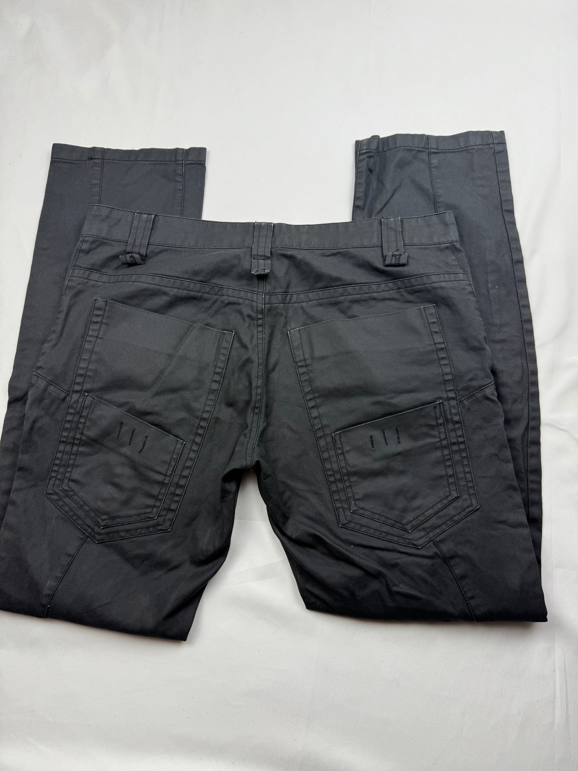 Black denim low rise baggy denim pants (S/M)