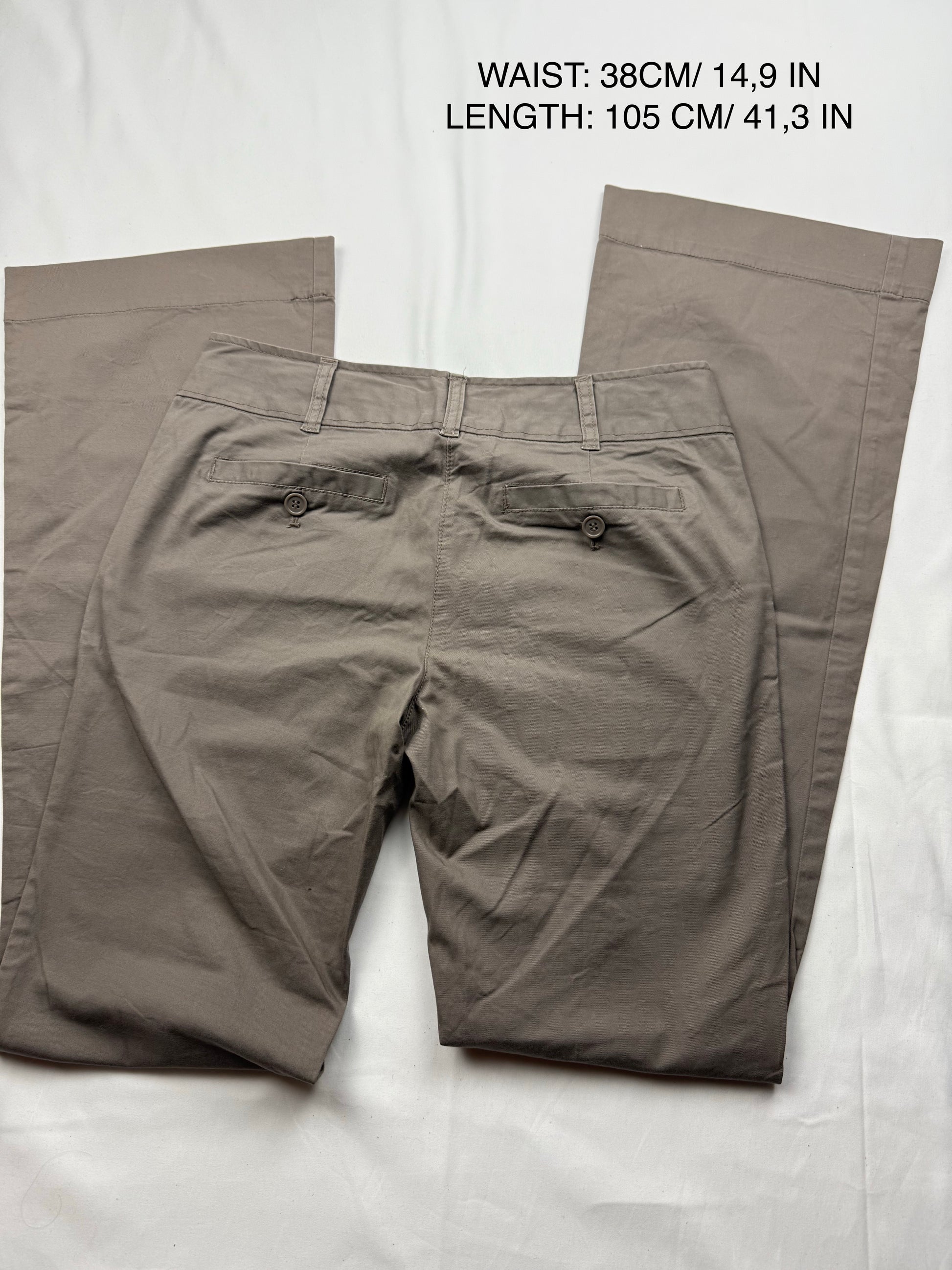 Khaki low waist office flare pants (XS/S)