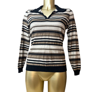 Brown striped polo neck jumper (S/M)