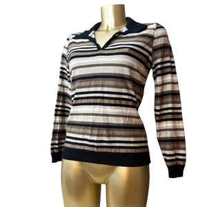 Brown striped polo neck jumper (S/M)