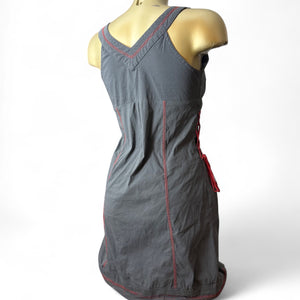 Grey & red lace up utility mini dress (S/M)