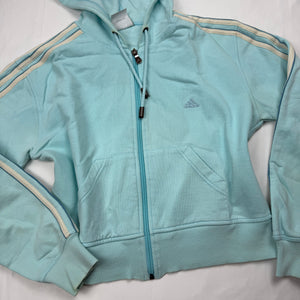 Baby blue striped zip up hoodie (XS/S)