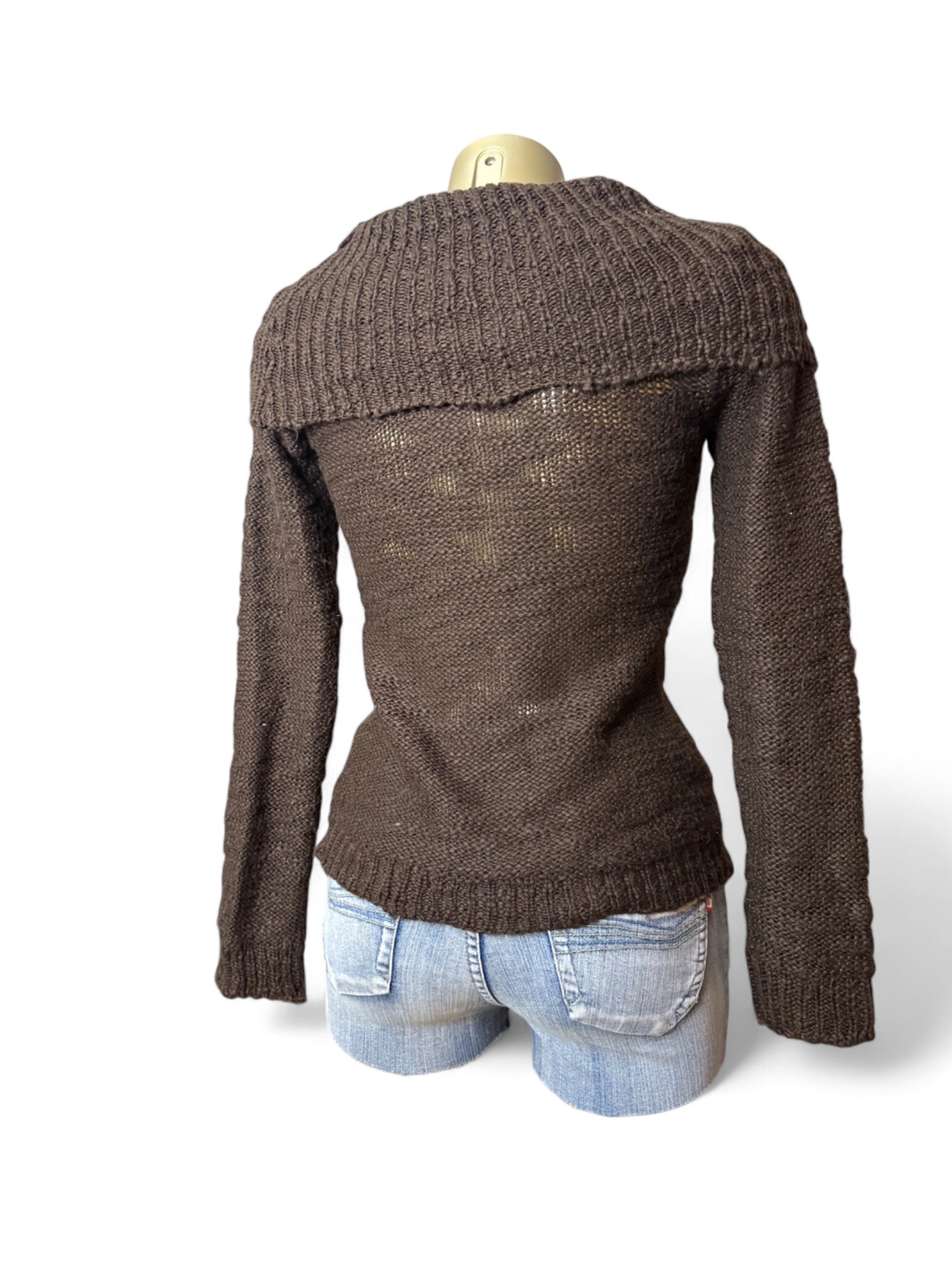 Brown turtleneck tight fit jumper (S)