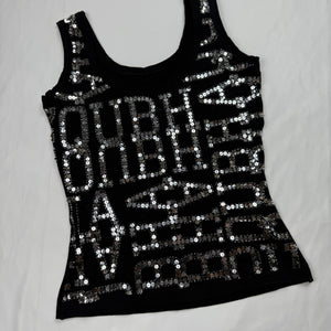 Black sequins stretchy top (XS)