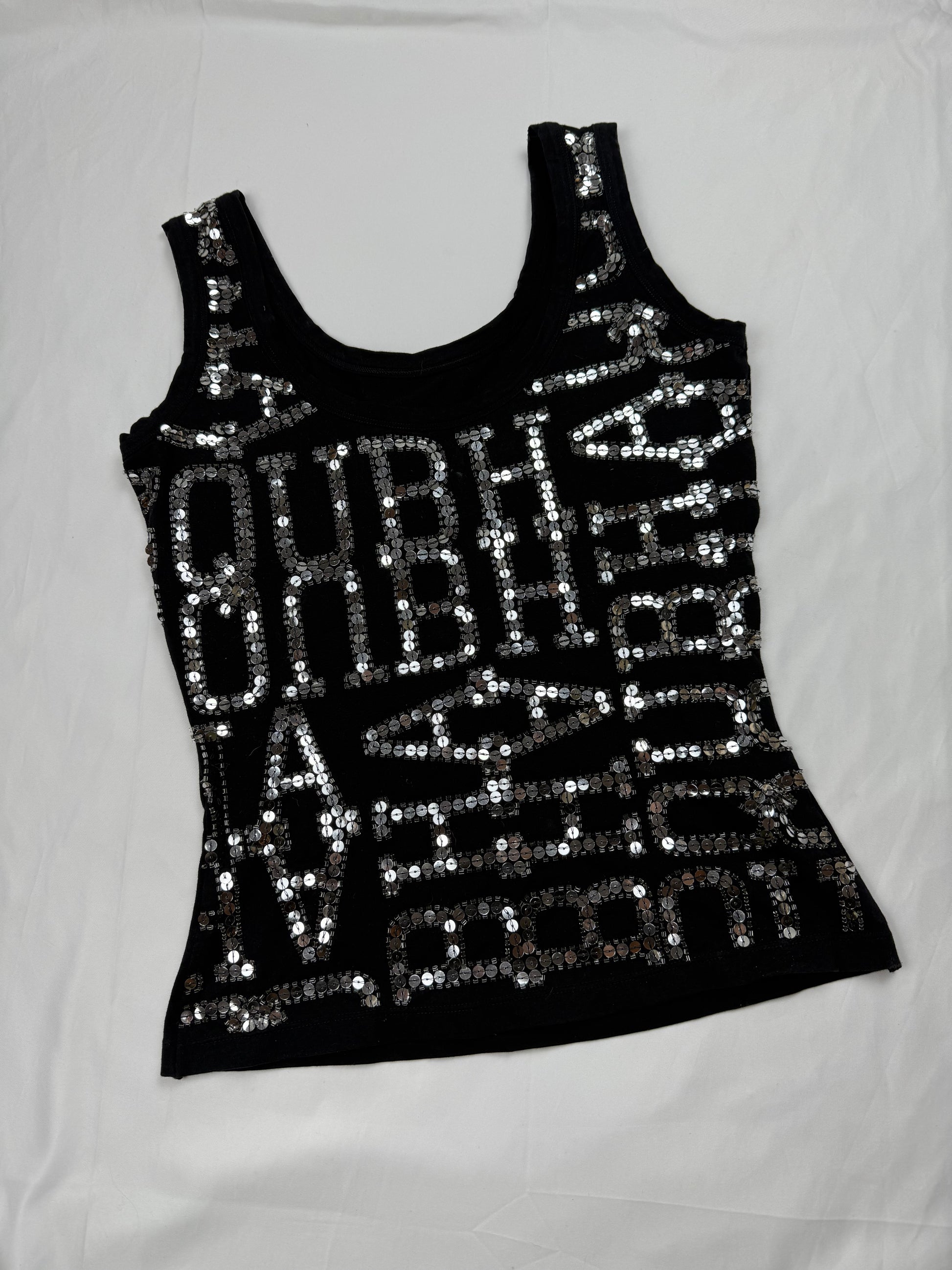 Black sequins stretchy top (XS)