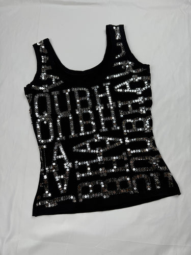 Black sequins stretchy top (XS)