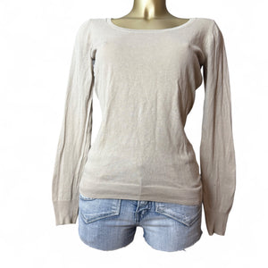 Beige tight fit cotton jumper (M)