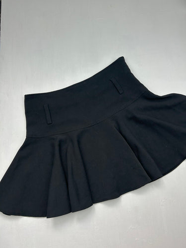 Black low rise mini pleated skirt (S)