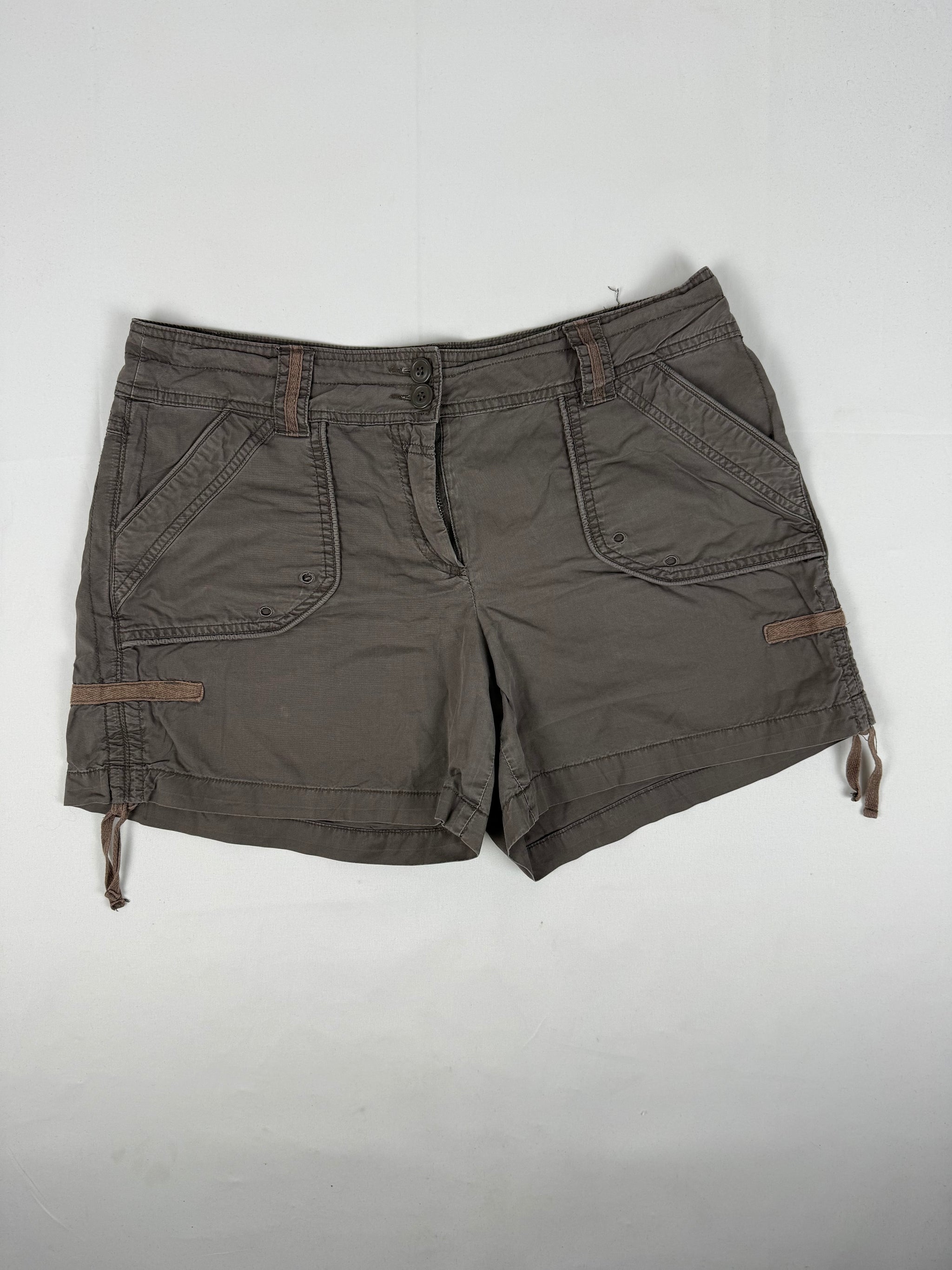 Khaki cargo ruched mini short (XL)