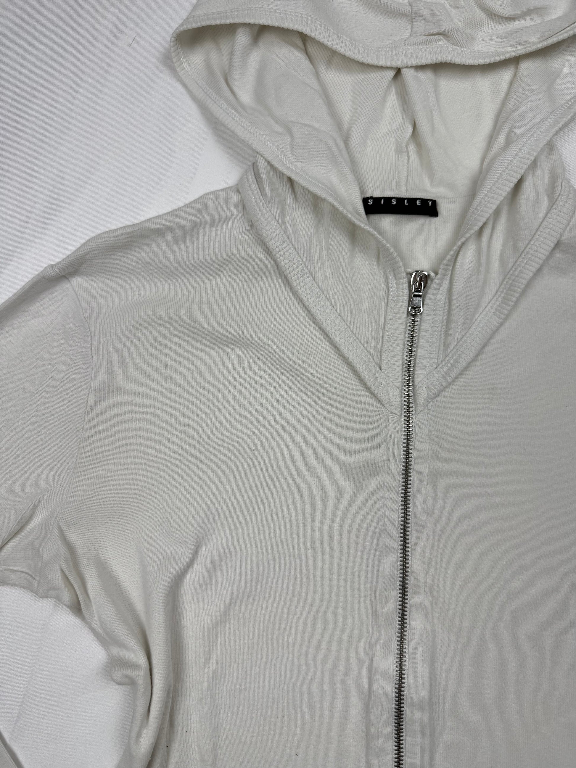 White cotton zip up hoodie  (L)