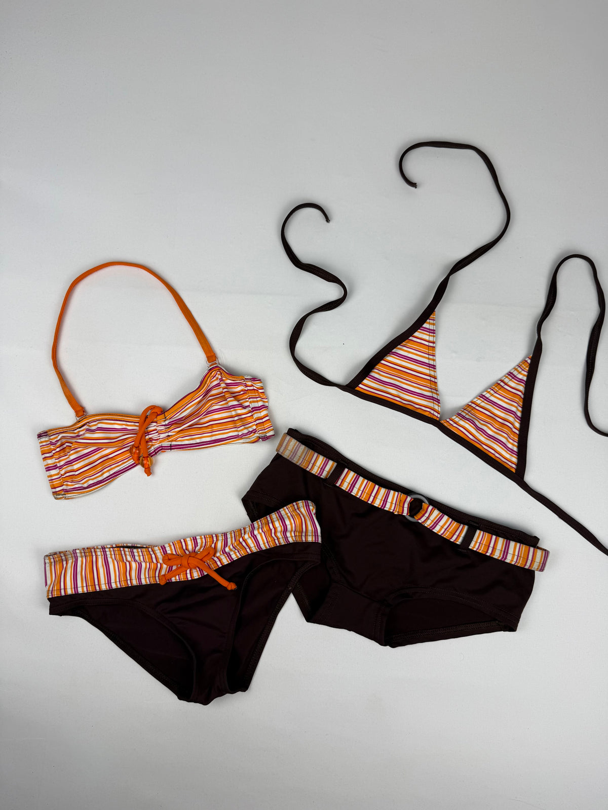 Brown striped bikini set (XXS)