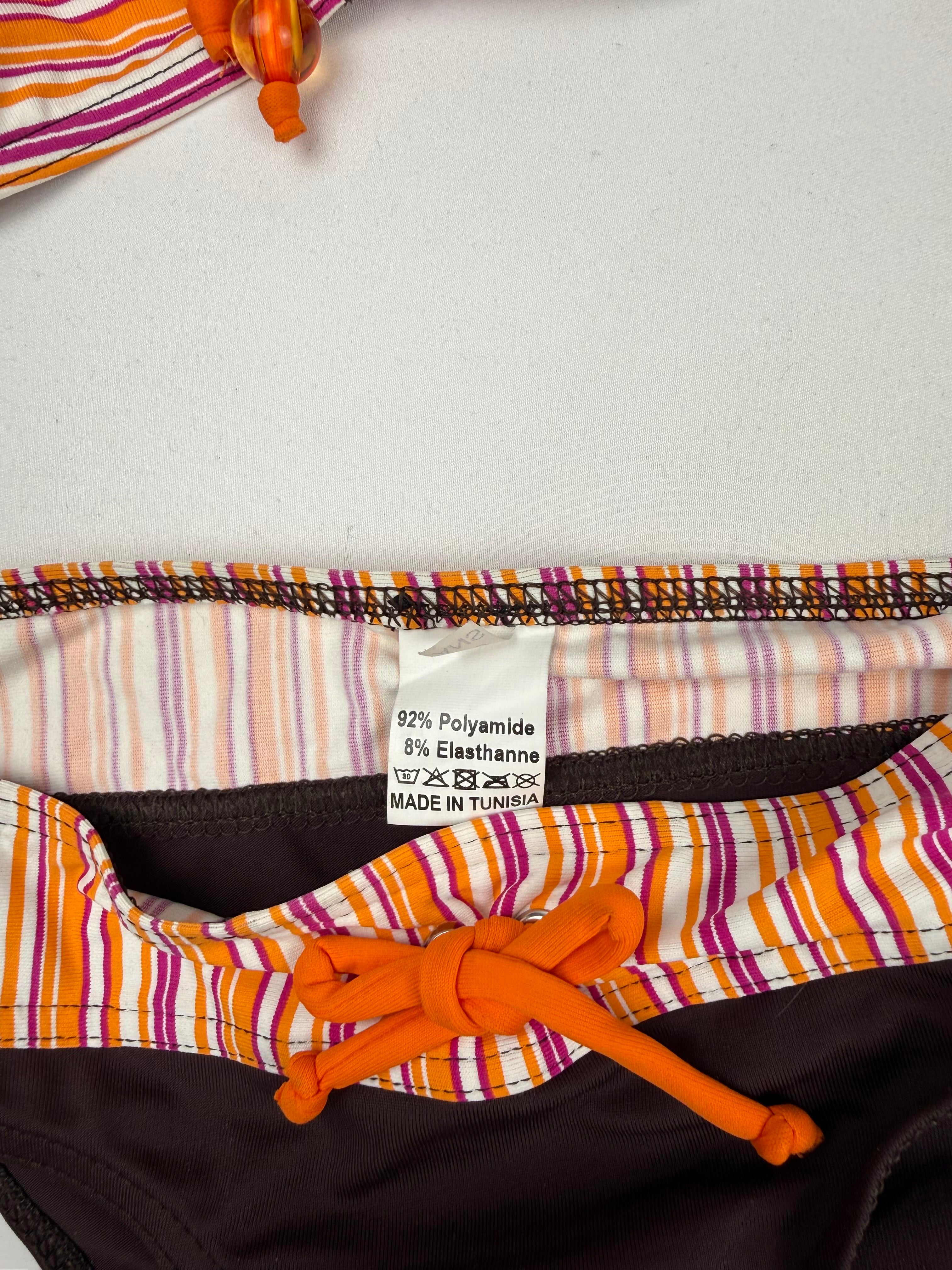 Brown striped bikini set (XXS)