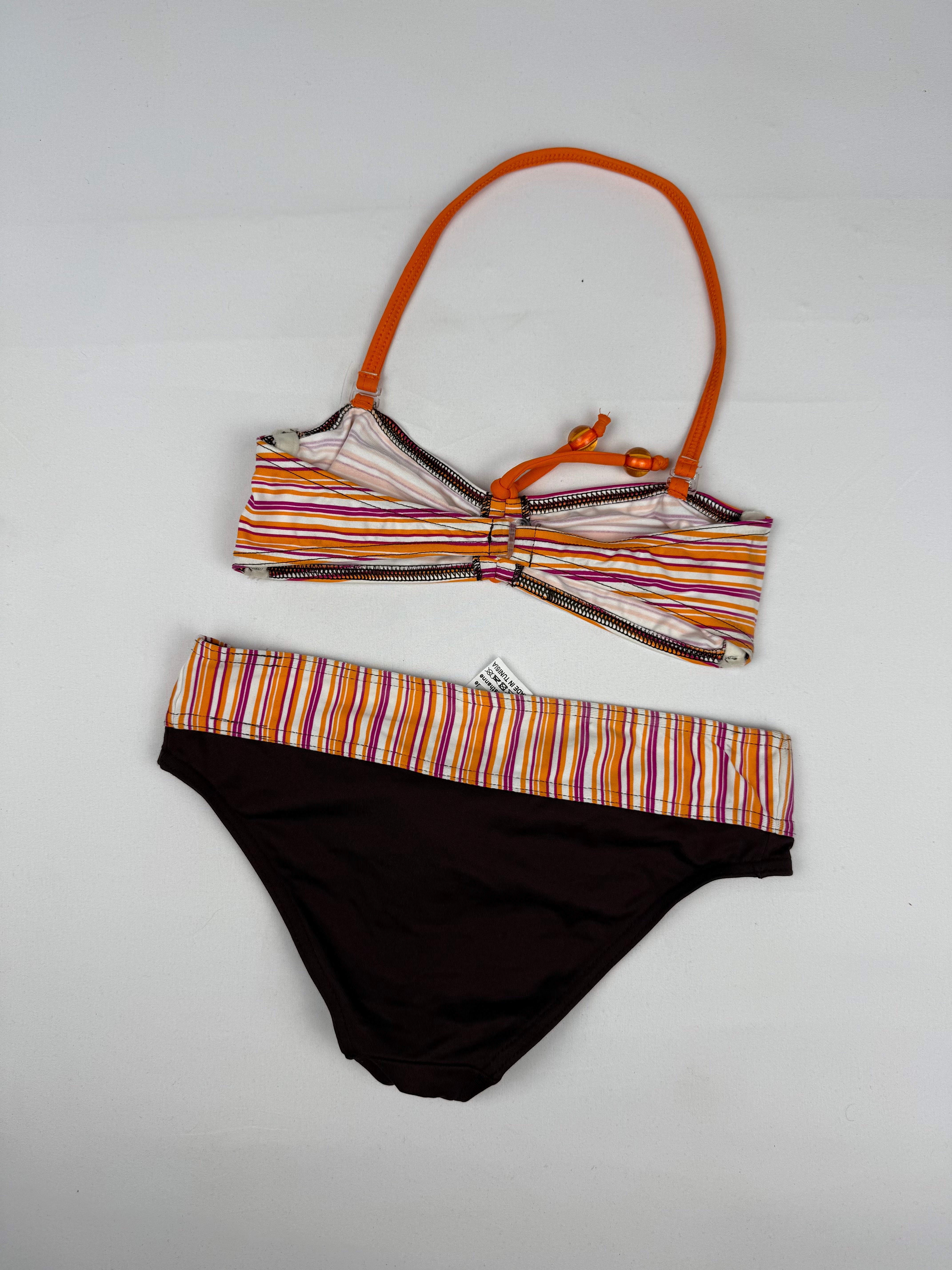 Brown striped bikini set (XXS)