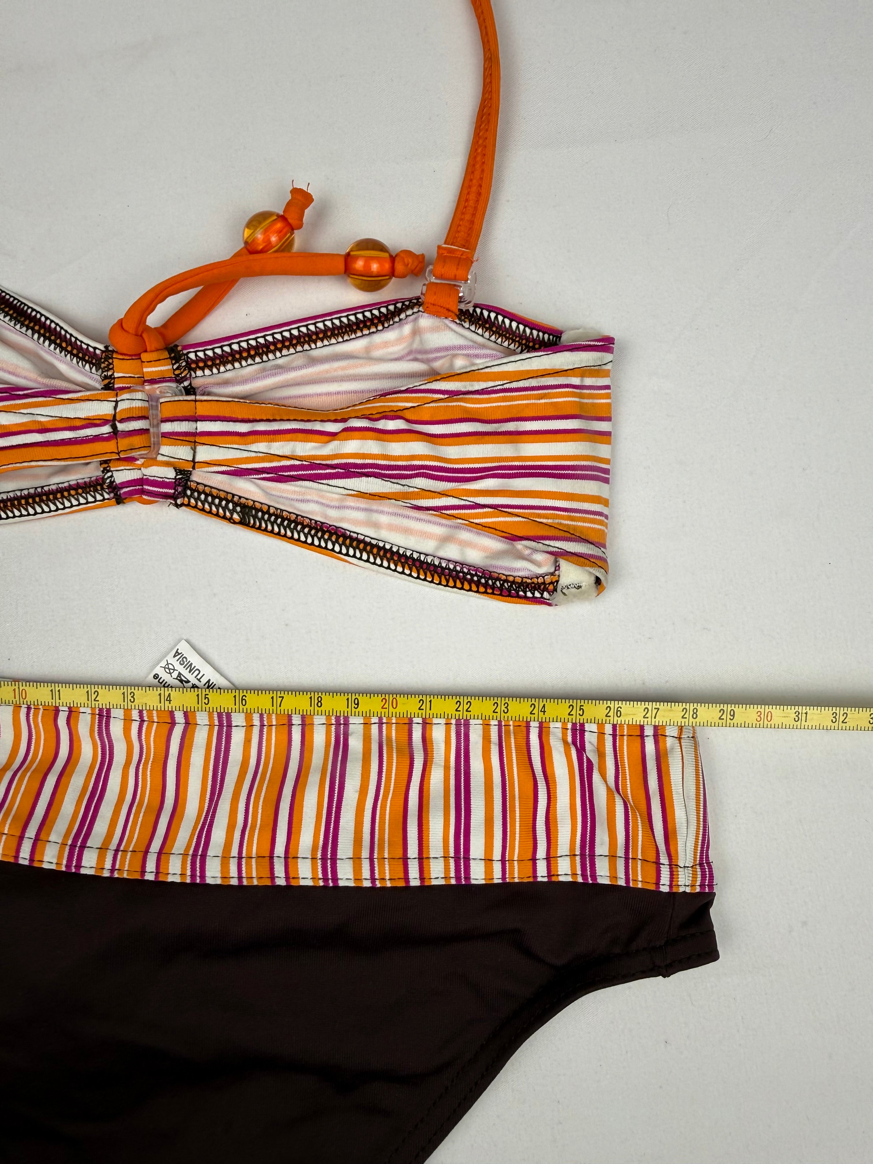 Brown striped bikini set (XXS)