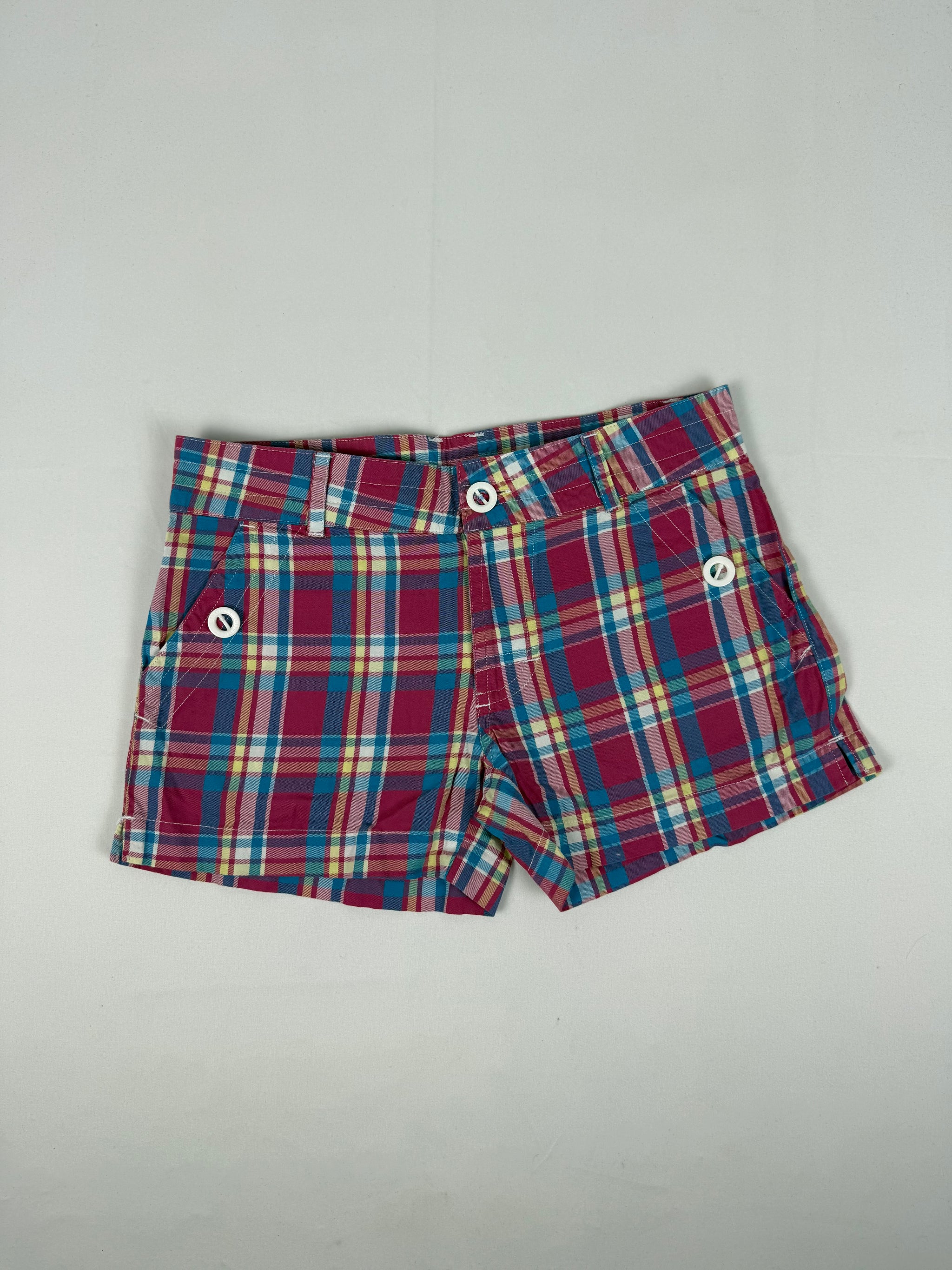 Pink check print low rise mini short (XS)
