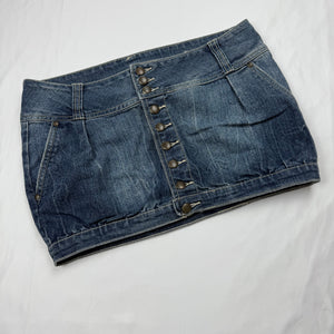 Blue denim low rise mini skirt (M/L)