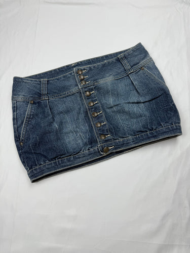 Blue denim low rise mini skirt (M/L)