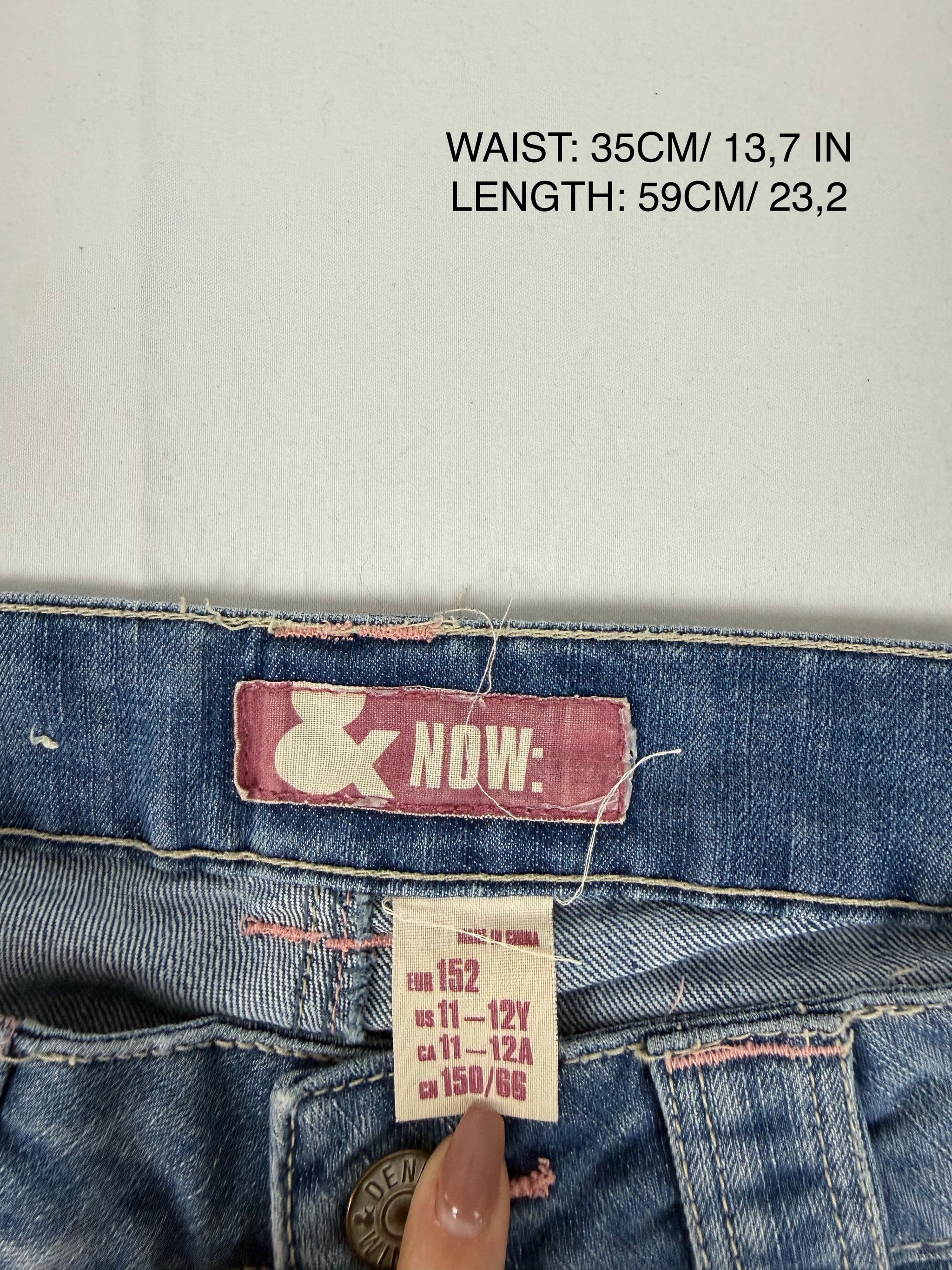 Blue denim low rise mid short (XXS/XS)
