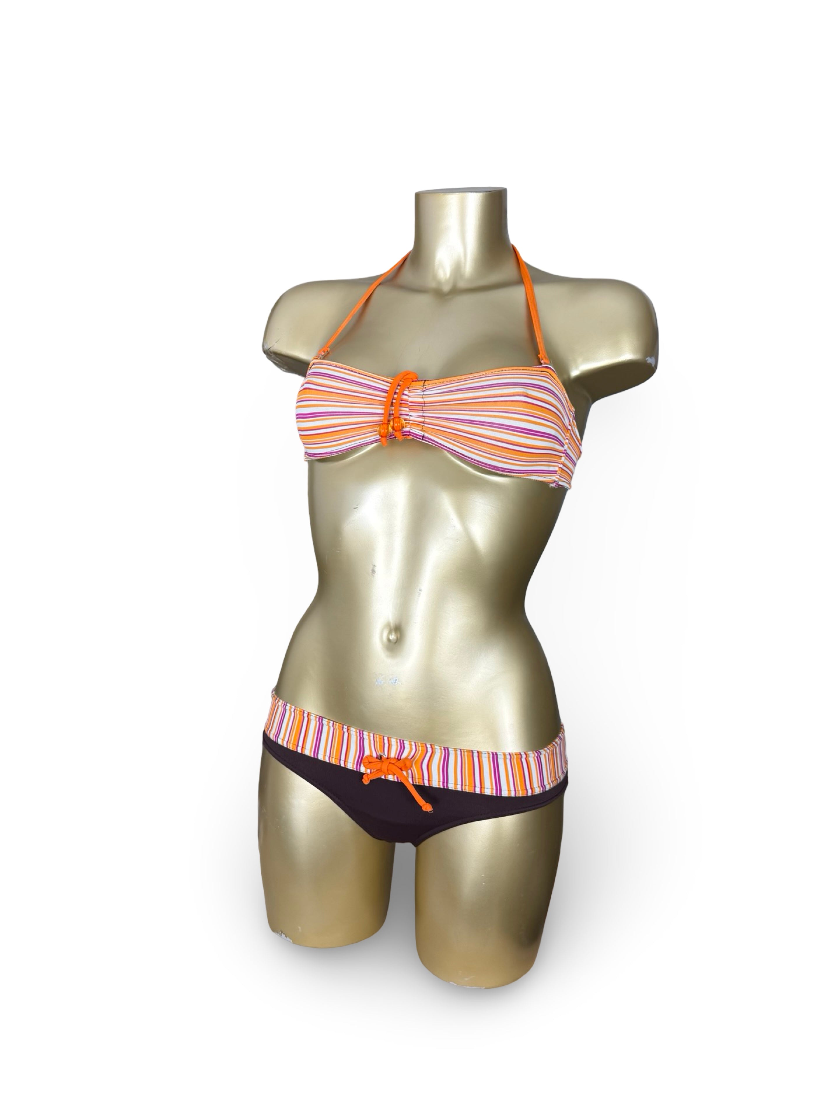 Brown striped bikini set (XXS)