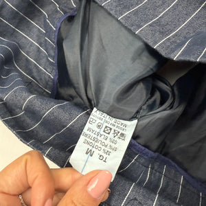 Navy striped low rise balloon mini skirt (S/M)