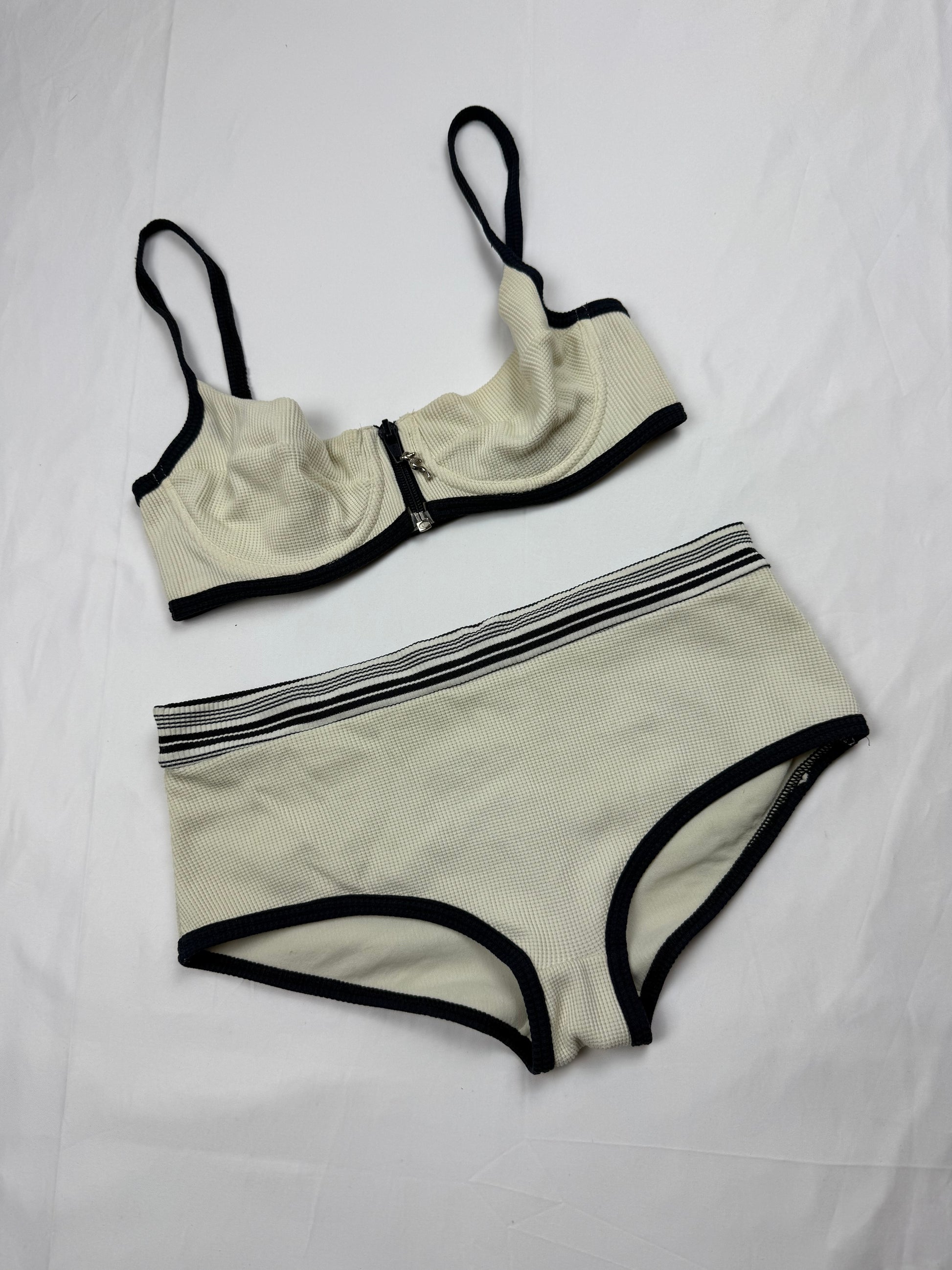 Cream low rise shorty bikini set (S)