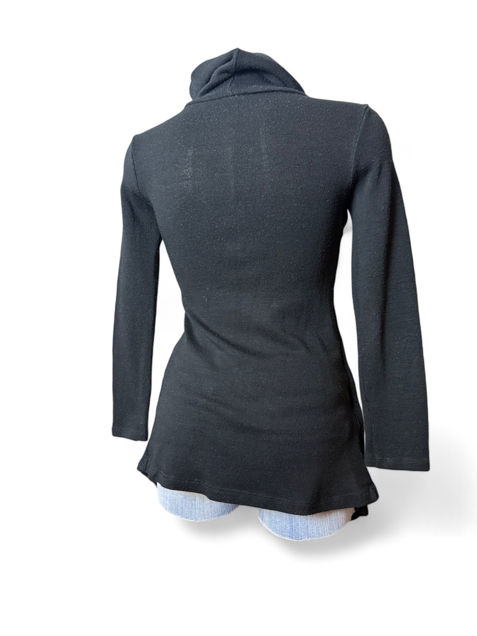 Black turtleneck 2 in 1 cardigan jumper (S)