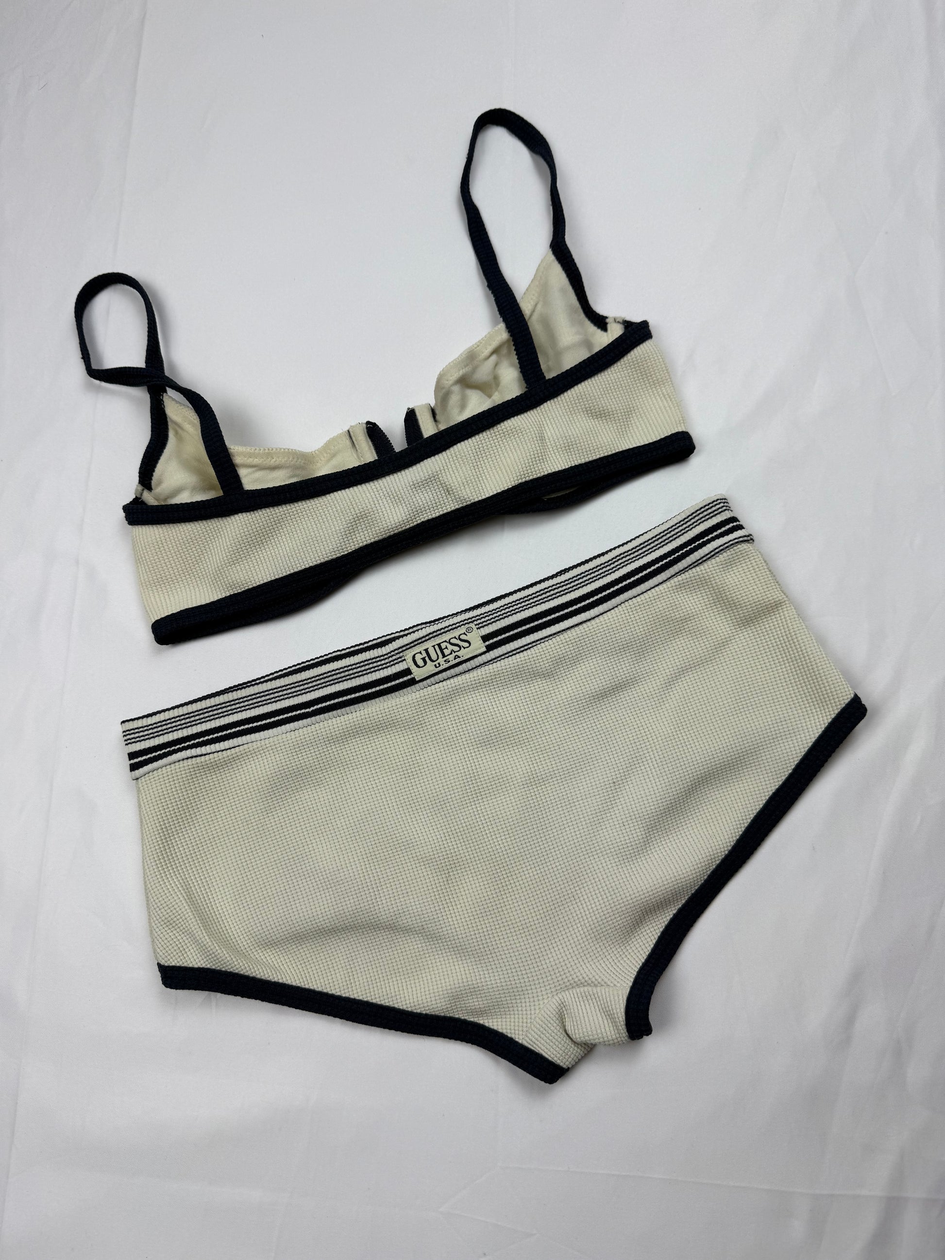 Cream low rise shorty bikini set (S)