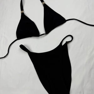 Black low rise monogram bikini set (S)