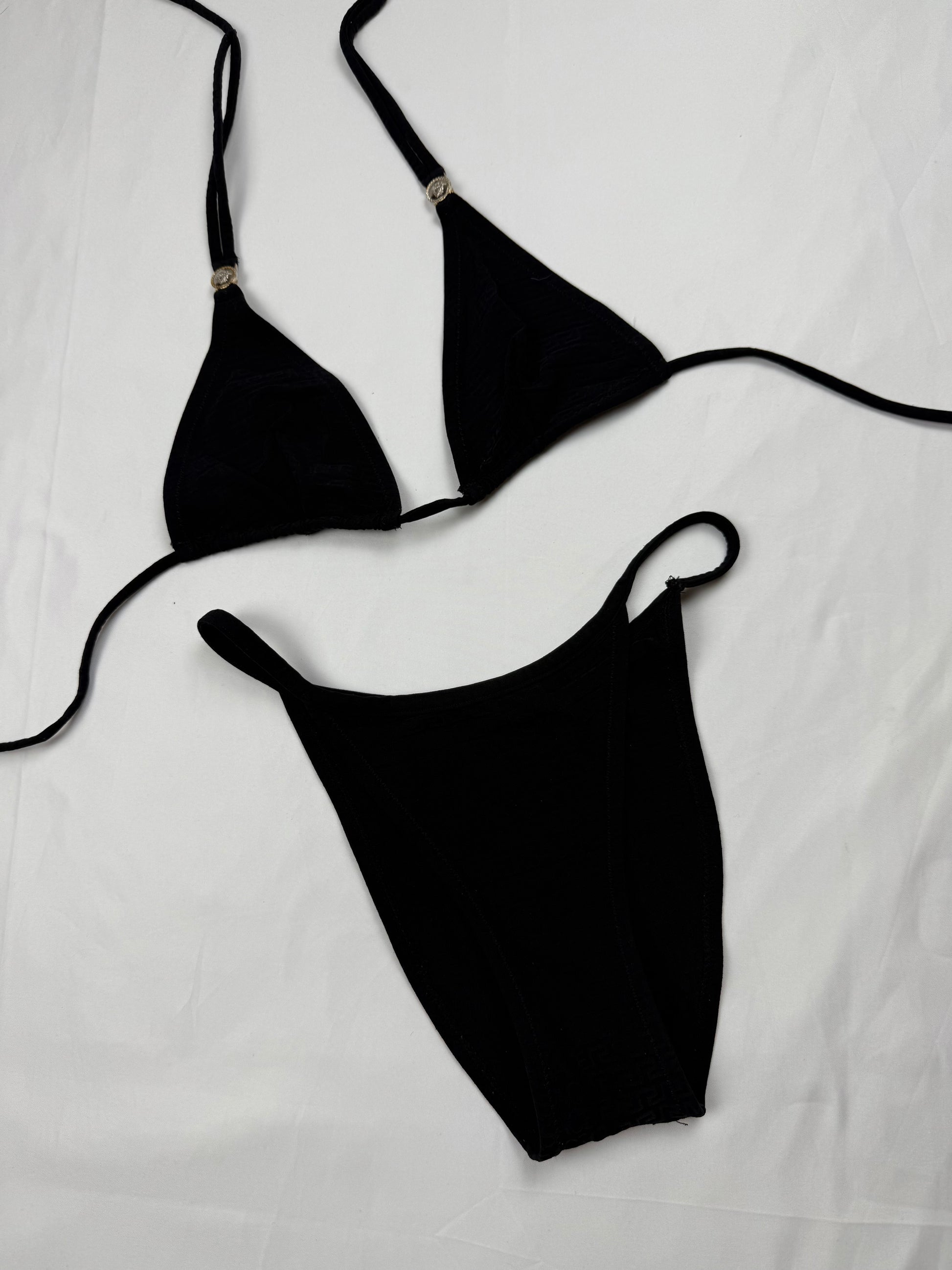 Black low rise monogram bikini set (S)