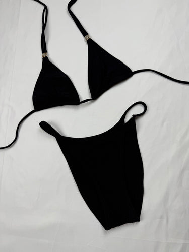 Black low rise monogram bikini set (S)