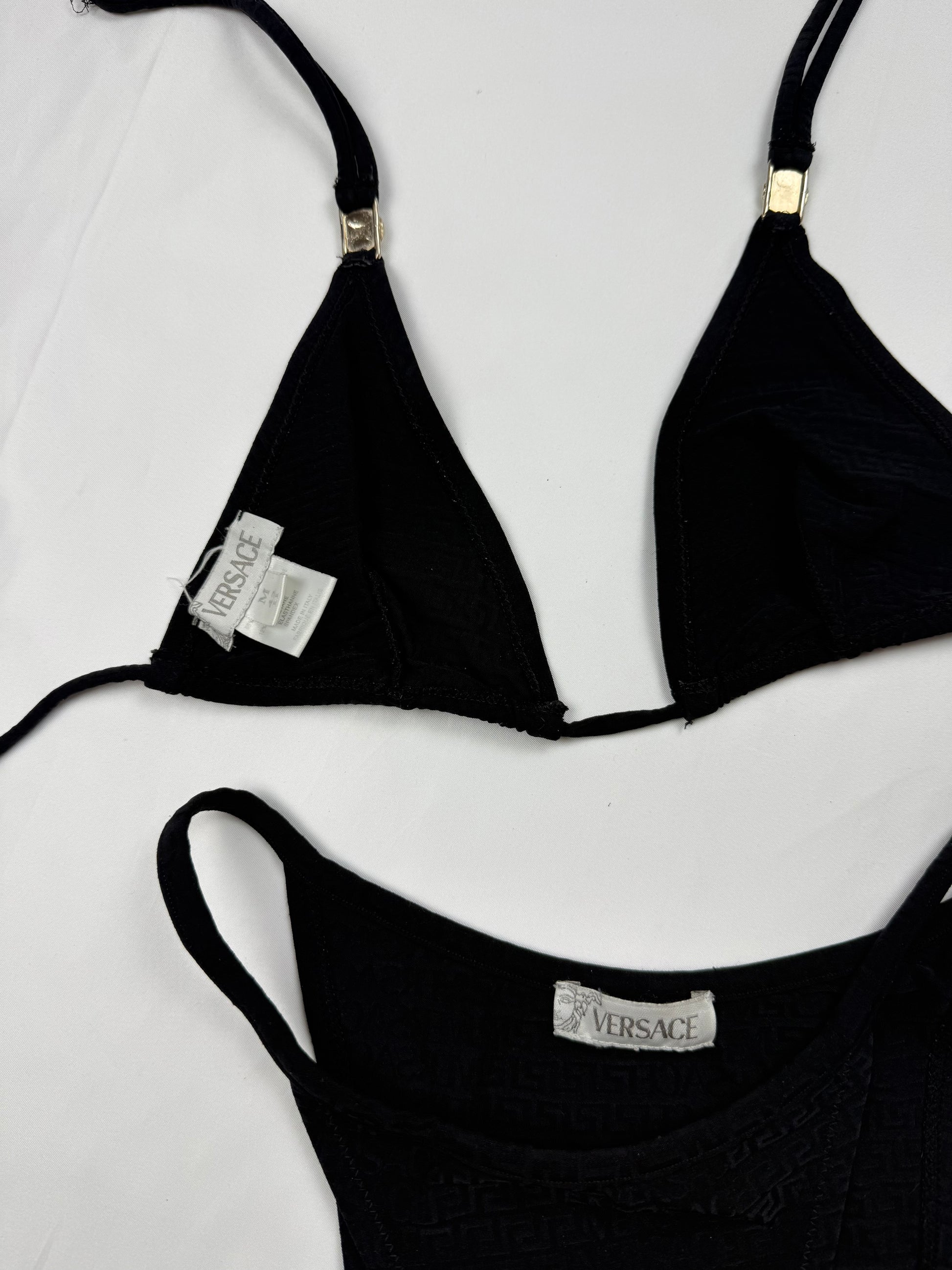 Black low rise monogram bikini set (S)