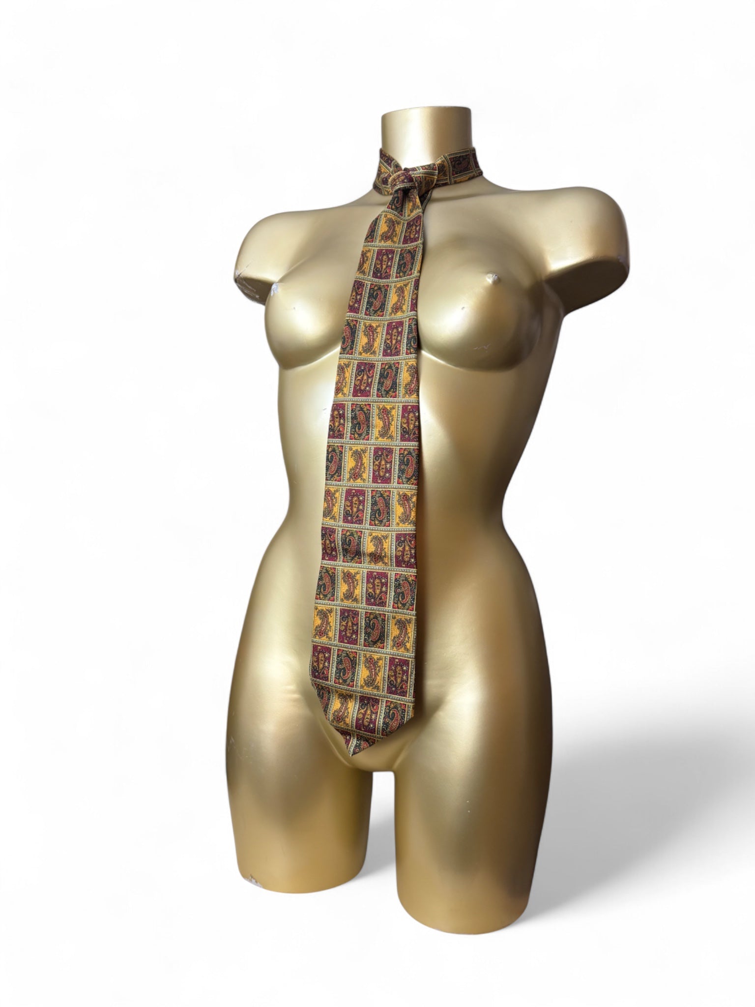 100% silk graphic gold tie