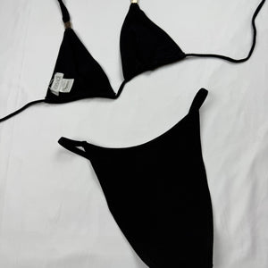 Black low rise monogram bikini set (S)