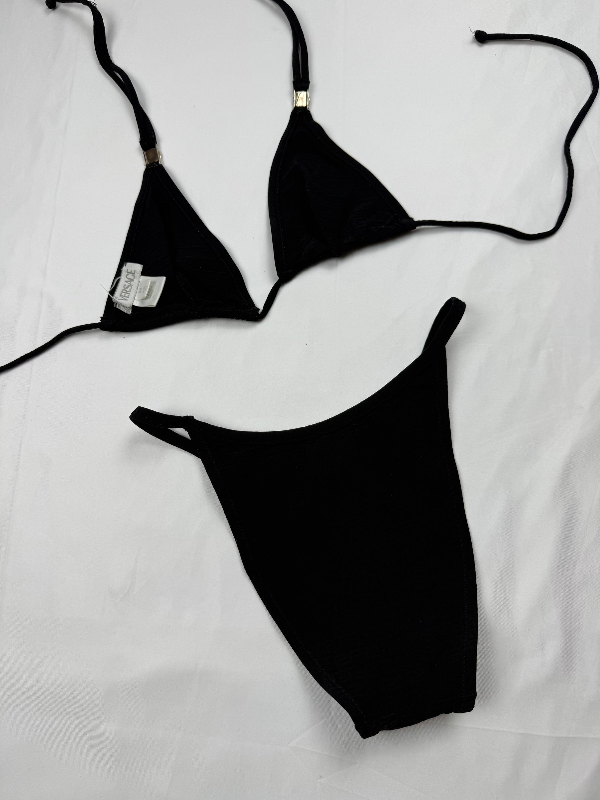 Black low rise monogram bikini set (S)