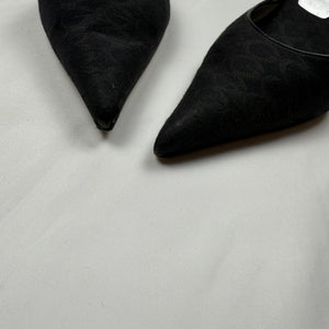 Black pointed toes kitten heels mules (38)