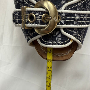 Blue monogram buckle wedge heels mules (38.5)