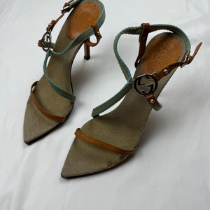 Khaki GG buckle heels (37)