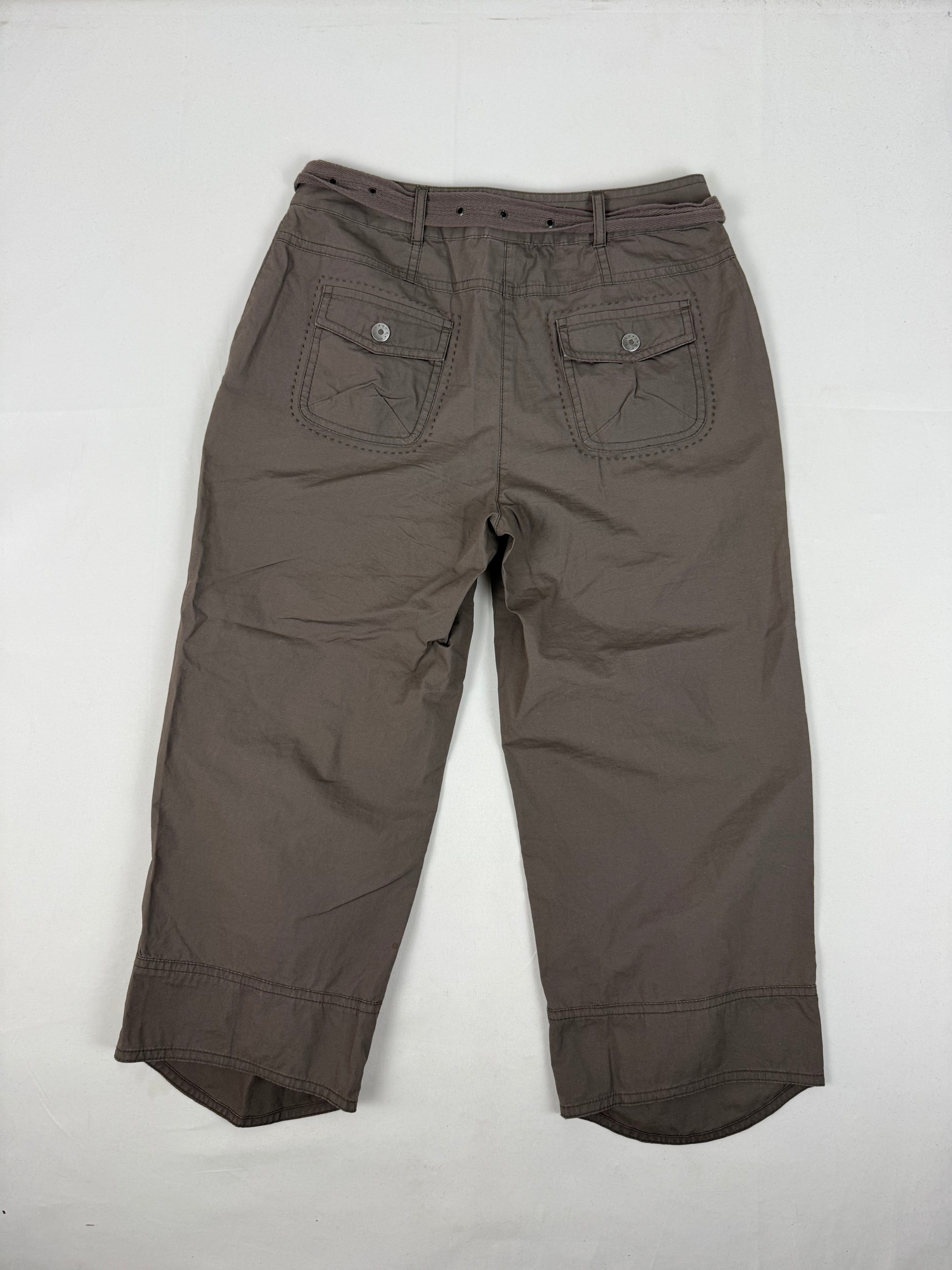 Khaki low rise capri pants with belt (XS/S)